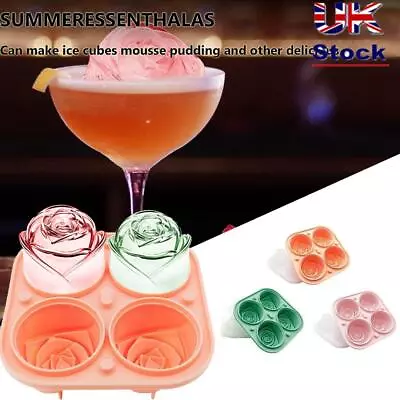 Cute Rose Ice Molds Large Ice Cube Trays Flower Shape Ice Big Ice Ball Maker • £5.28