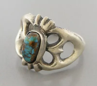 Vintage Southwestern Sterling Silver Turquoise Ring Size 7.5 • $128.53