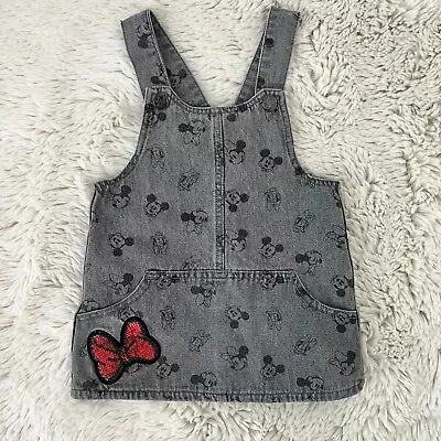 Disney Minnie Mouse Toddler 18 Months Denim Overalls Sequin Pocket Jumper Dress • $9.99