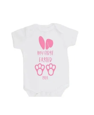 £5.99 • Buy Personalised My First Easter Vest With Name Blue Pink Gift Baby Bodysuit White