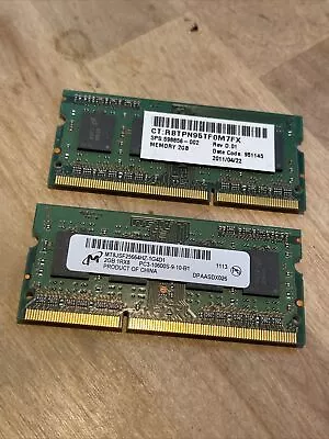 Micron 2GB DDR3 1333 PC3-10600 1Rx8 Laptop PC3-10600S-9-10-B1 X2 Units 4gb Total • $4.50