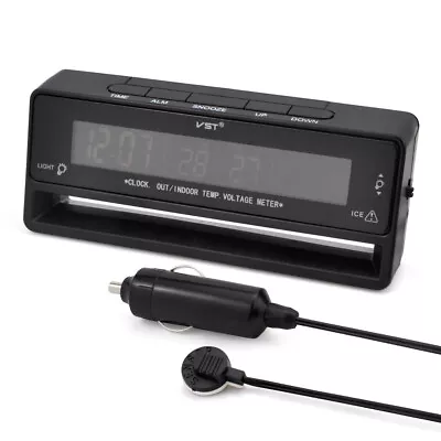 £13.99 • Buy Digital LCD Display Backlight Time Clock In Out 12V Auto Gauges Car Thermometer
