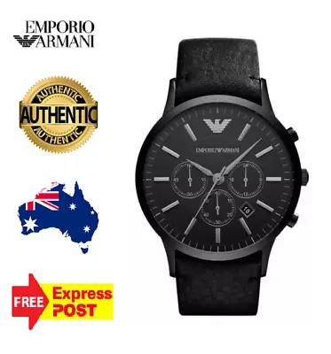 New Emporio Armani Sportivo Ar2461 Black/leather Mens Chronograph Watch  • $204.99