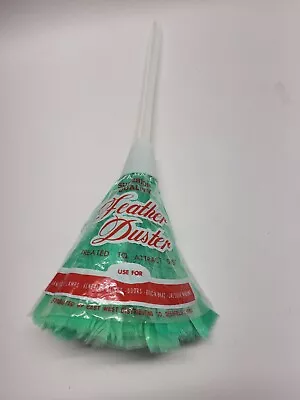 Vtg Feather Duster Household Cleaning Tool MCM Retro Plastic Handle NOS Green • $11.90
