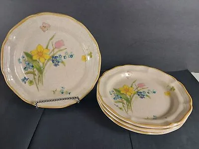 4 Mikasa Garden Club Early Spring EC 408 7 7/8  Salad Plates • $24.99