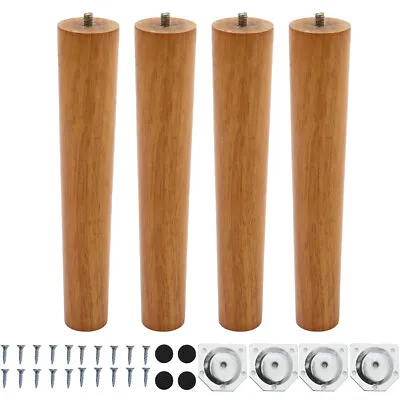 4pcs Solid Wood Retro Furniture Legs Replacement Bun Feet For Table Sofa Chair • £18.95