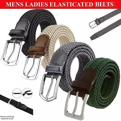 Enzo Elasticated Belts Mens Womens Stretch Woven Braided Regular Casual Belt • £4.99