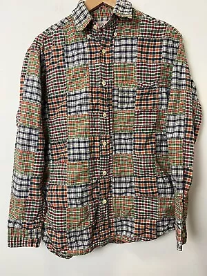 J Crew Patchwork Multicolor Plaid S Flannel Mens Long Sleeve Button Down Shirt • $9.20