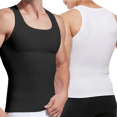 US Men Shaper Cooling T-Shirt Compression Belly Vest Slimming Underwear Tank Top • $17.79