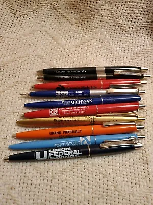 10 Lot Vintage Ballpoint Advertising Pens Pharmacy Auto Parts Bank Tavern US Gov • $10