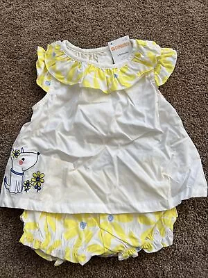 GYMBOREE Flower Puppy Dog 2 Piece Outfit Spring Nwt Girls Size 3-6 M • $15.99