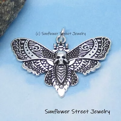 Death Head Moth Charm Pendant Silver Death's Head Hawk Moth Hawkmoth Butterfly • $11.99