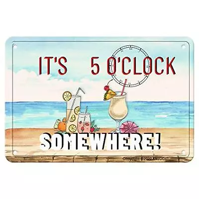 Retro Tin Signs It's 5 O'clock Somewhere Vintage Metal Sign For Outdoor Indoor B • $12.72