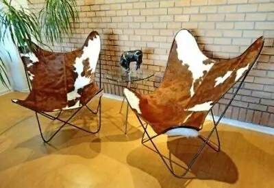 Cowhide Leather Butterfly Chair Relax Sleeper Seat Modern Lounge Accent Chair • $150