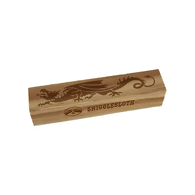 European Style Heraldic Winged Dragon Wyvern Silhouette Rectangle Rubber Stamp • $7.99
