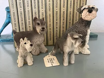 4 Realistic Vintage Schnauzer Dogs Figurine Resin • $30