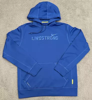 Nike Therma Fit Hoodie Men's Medium Blue Pullover Sweatshirt LiveStrong Stretch • $19.99