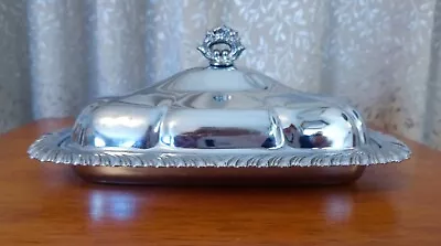 Stainless Steel Covered Butter Dish & Lid Metal Vintage Art Deco Charm MCM • $20