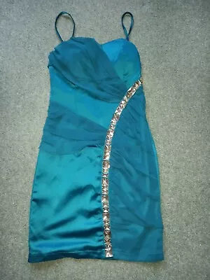 £8.95 • Buy Eva & Lola Acid Blue Dress Size S Detachable Straps Gems Down Front  BNWT