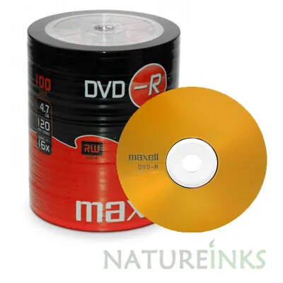 100 X Genuine Maxell DVD-R 16x 4.7GB 120mins Blank DVD Media Discs Shrinkwrap • £20.77