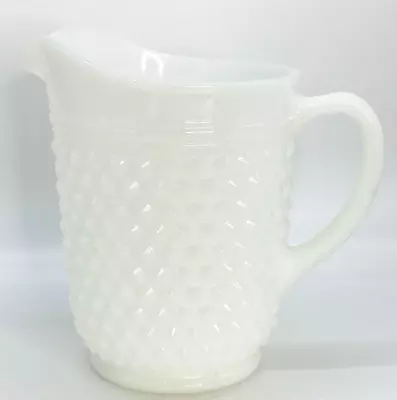 Vintage Anchor Hocking Hobnail Milk Glass 8  Tall Pitcher White • $14.99