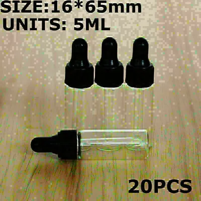 20pcs 5ML Clear Small Glass Tiny Dropper Bottles Vials For Essential Oil • $16.64