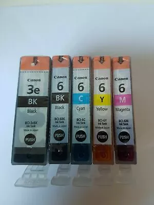 Genuine Lot Of Canon BCI-3e Black & BCI-6 BCMY Ink Cartridges - FREE UK DELIVERY • £18.99