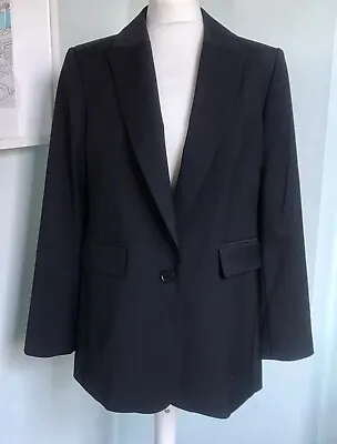 KIN John Lewis Black Wool Blend Blazer UK 10 NWT £135 Single Breast Relaxed Fit • $57.42