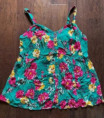 Torrid Floral Lenny Fit And Flare Button Up Tank Top Green Size 2 (2X) NWT • $19.99