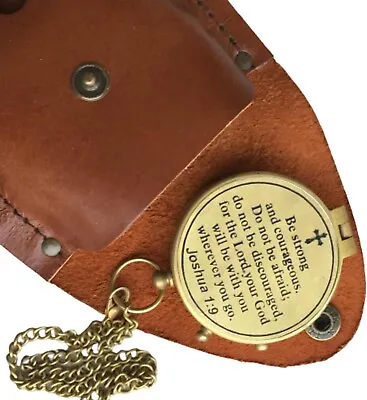Antique Nautical Brass Engraved Pocket Compass With Free Leather Pouch  • £16
