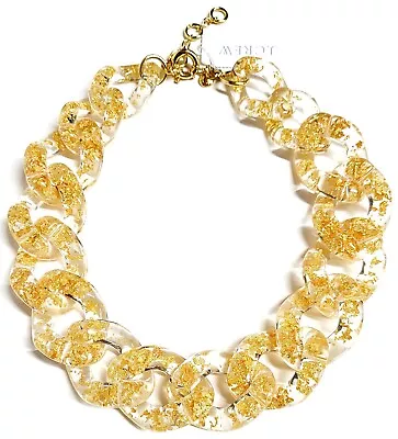 J.Crew Paolo Acetate Chunky Link Necklace Gold Flakes Burnished Gold BN349 NWT • $84