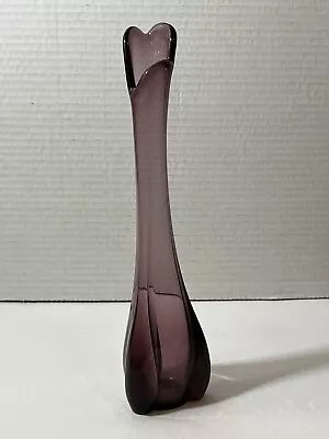 Vintage Viking Amethyst Purple Three 3 Foil Swung Glass Vase 10 1/2” • $129.99