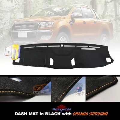 BLACK DASH MAT + ORANGE Ford Ranger PX2 MK2 Wildtrack 2015-7/2018 DMO1403 • $97.95