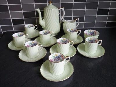 £95 • Buy Vintage Aynsley Floral Swirl Coffee Set, Cans & Saucers, Sugar Bowl, Jug & Pot.