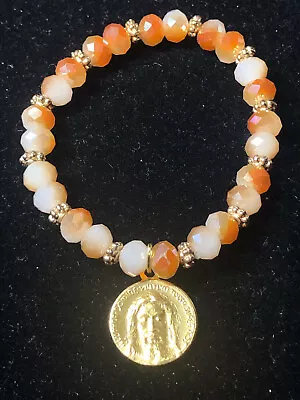 HOLY FACE OF JESUS Beaded Bracelet (Orange) - **Veronica's Veil** • $8