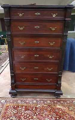 Antique Victorian Gentlemans Tall Chest With Six Drawers • $695