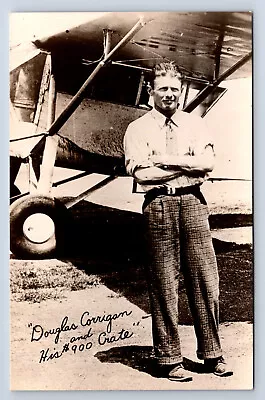 Vintage RPPC Douglas Corrigan Aviator W/ Airplane Flew To Dublin Ireland R1 • $7.99