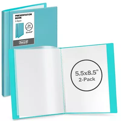 Small Binders With Sleeves - Presentation Books 5.5x8.5 (2-Pack Aqua) 24-Po... • $18.22
