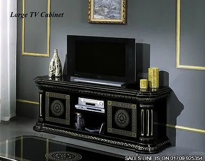 £650 • Buy The Versace Design Rossella Italian Large Plazma TV Cabinet Black/Gold Classic