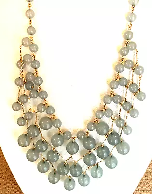 $18 • Buy J.Crew  Lucite Mint Icy Green Beaded Bauble Drop Cascade Necklace