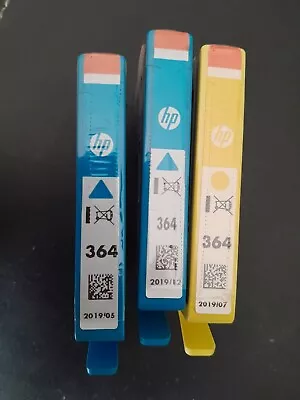 Genuine New HP 364 Ink Cartridges - 2 Cyan 1 Yellow • £4