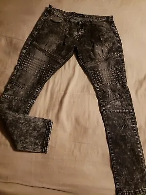 BLACK Skinny Flex  Acid Wash Black Denim Jeans Men's Size 30×32 • $20