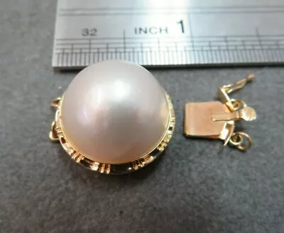 Vtg 14k Solid Gold Mabe Pearl Clasp For Double Strand Bracelet Necklace 5.24Gram • $249.90