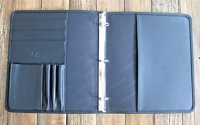 Avenues America Black Fine Leather 3-Ring Portfolio Business Notebook Organizer • $19.99