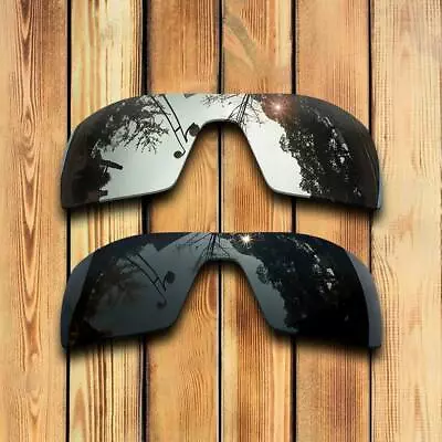 $15.88 • Buy Polarized Black & Silver Replacement Lenses For-Oakley Oil Rig Sunglasses