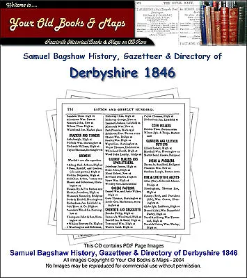 £6.29 • Buy Bagshaw Derbyshire Directory 1846 CDROM