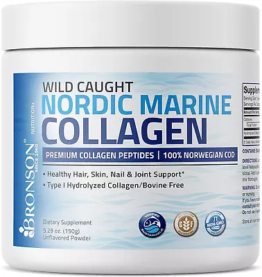 Marine Collagen Peptides Hydrolyzed Protein Powder 100% Wild Caught Nordic Cod V • $36.93