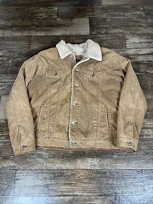 Gap Corduroy Jacket Men XL Trucker Jacket Sherpa Fleece Lined Brown Vintage • $44.99