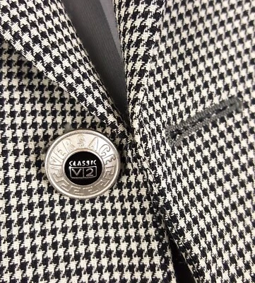 $185 • Buy VERSACE V2 Houndstooth 38R Blazer W/ Metal Logo Buttons VTG 90's