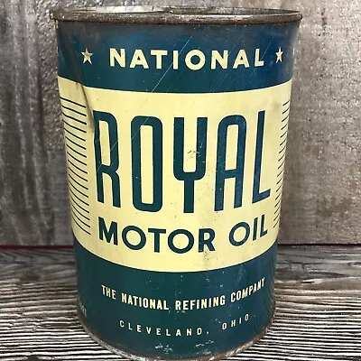 Rare Vintage National Royal Motor Oil Cleveland Ohio Tin Can 1 Quart • $49.99